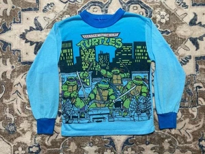 VTG 1990 Teenage Mutant Ninja Turtles Boys 10 Blue Long Sleeve Shirt - Picture 1 of 16