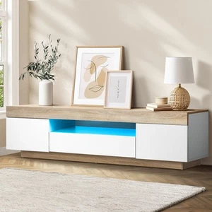Oikiture TV Cabinet Entertainment Unit Stand RGB LED Storage Drawer Furniture - Picture 1 of 40