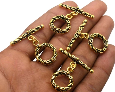 2 Sets 32X17mm Bali Toggle Clasp Oxidized Brass - Image 1 of 4