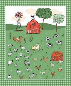 Riley Blake Farm Livin' Fabric Panel 36" x 43" ~ Animal Baby Cheater Quilt - Picture 1 of 1