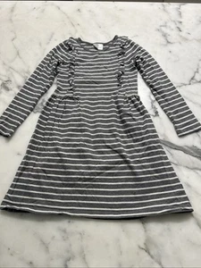Hanna Andersson dress 100% cotton gray-white stripes, size 130cm/US 8 - Picture 1 of 6