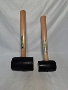 (2) Steel Grip 32 oz & 16 Oz Classic Wood Handle Beige Soft Face Mallet 13 L in - Picture 1 of 9