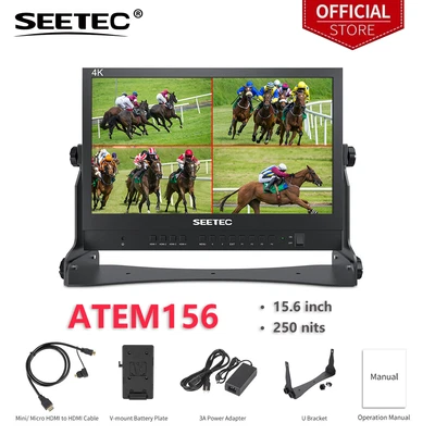 SEETEC ATEM156 15.6 inch Broadcast Video Monitor 4 HDMI Quad Display Live Stream - Image 1 of 4