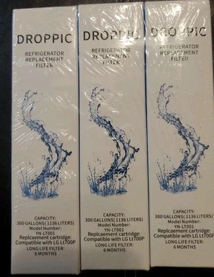 3 PACK!!! Droppic Refrigerator FILTER Fit LG LT700P ADQ36006101  - Image 1 of 4