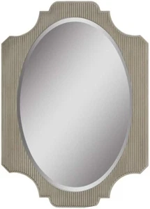 Jennifer Taylor Home Troy Fluted Oval Vanity Wall Mirror, Grey Cashmere - Picture 1 of 7