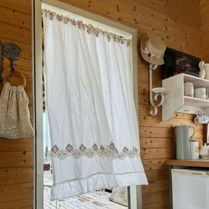 Half Curtain White Short Window Curtain Kitchen Cabinet Door Valance Drape Decor - Picture 1 of 10