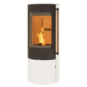 H&M Kaminofen EVO 2.1 Stahl Creme Weiß Schwedenofen rund groß 7kw Holzofen Kamin - Bild 1 von 7