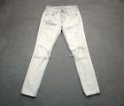 American Eagle Jeans Women 2 White Mid Rise Button Fly Rip TOMGIRL Denim 27x29