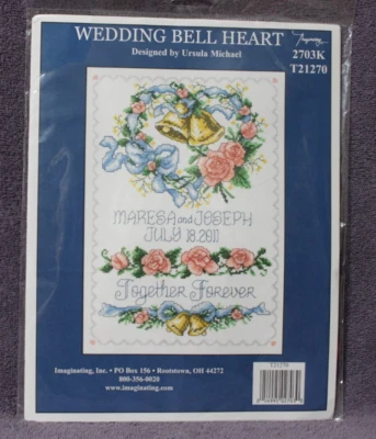 WEDDING BELL HEART cross stitch kit IMAGINATING Ursula Michael Wedding Record - Image 1 of 2
