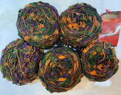 LOT 5 Aslan Trends Tango Garden Shades Yarn Rust Purple Green Brown Luxury #1320 - Image 1 of 4