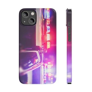 Police Lights Vehicle Lightbar On Slim Phone Case fits iPhone 14 & 15 Models - Picture 1 of 21