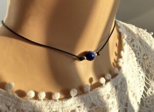 Blue Tigers Eye CHOKER NECKLACE Natural Crystal Adjustable 20 Cord colours