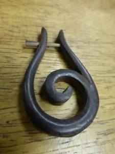 Tribal Jewellery Tear Drop Swirl Design Single Wooden Earring Brown 5.8cm Drop - Picture 1 of 1