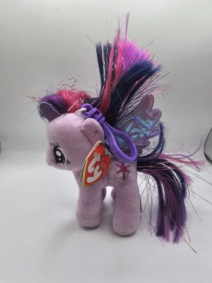 My Little Pony 2015 Ty Beanie Babies TWILIGHT SPARKLE Purple 4" clip on RETIRED  - Image 1 of 4