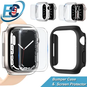 Estuche rígido parachoques y protector de pantalla de vidrio para Apple Watch Series 9 8 7 41/45 mm - Imagen 1 de 16