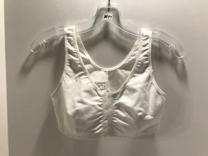 NWT White Front Closure Amoena Wire Free Frances Pocketed SB 2128 Bra S C/D M97 - Picture 1 of 3