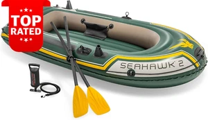 Seahawk 2 Inflatable Boat Set 2 Person 520Lb Capacity Fishing Rod Holders High - Picture 1 of 12