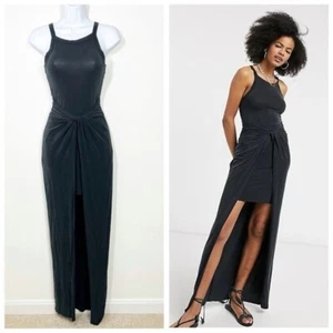AllSaints Sami Cupro Knot Front Maxi Dress Size 0 in Black New All Saints NEW - Picture 1 of 14