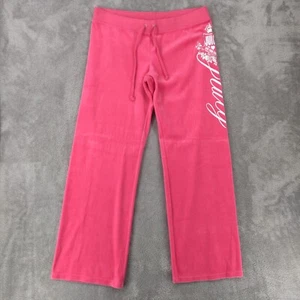 Juicy Couture Pants Women's XL Pink Velour Wide Leg Y2K Vintage - Picture 1 of 12