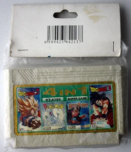VINTAGE FAMICLONE? 4 in 1 DRAGONBALL POKEMON TV VIDEO GAME CARTRIDGE KT 8289 NEW - Picture 1 of 4