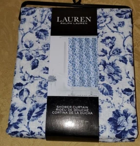 Ralph Lauren Aquarell Blumen Duschvorhang Blau Weiß 100% Baumwolle 70 x 72 Saum - Bild 1 von 8