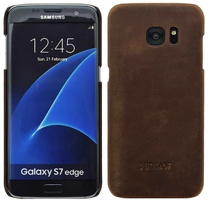 Samsung Galaxy A3 (2017) Ledertasche Hard Case Handy Schutzhülle in Antik Coffee - Photo 1/3