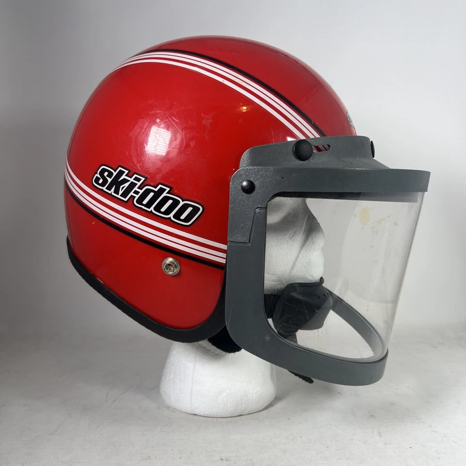 VINTAGE SKI DOO OPEN FACE HELMET WITH FLIP VISOR Size Small - Image 1 of 4