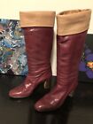 Vintage St Moritz Italy Made Women EU38.5 8US Tall Leather Heels Boot Red