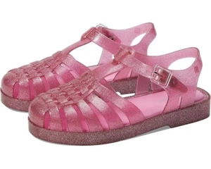 Mini Melissa Possession Shiny Sandals Kids US 2 Glitter Pink Cutout Ankle KHD158 - Picture 1 of 10