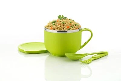Maggi Noodles Soup Bowl with Spoon Airtight Leakproof Lid Pack of 1 - Image 1 of 4