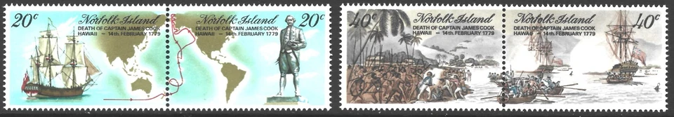 NORFOLK ISLAND 1979, 250 ANIVERSARIO DE CAPT COOK DEATH (4), S.G 220-223 MNH** Foto 1 de 1