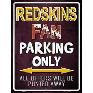 Letrero de estacionamiento de metal Redskins 9"x 12" para hogar pared puerta garaje novedad decoración - Imagen 1 de 1