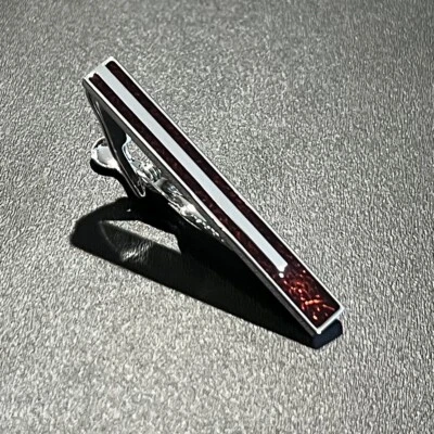 Burgundy Enamel Tie Clip Men Birthday Wedding Fashion Daily Wear Tie Bar - Image 1 of 4