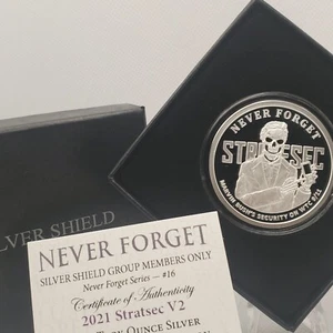 1 oz troy 0,999 plata fina 2021 STRATSEC V2_Escudo plateado nunca olvides a Bush BAE - Imagen 1 de 6