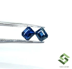 3.75x3.25 mm Natural Blue Sapphire Octagon Cut Pair 0.85 CTS Loose Gemstones - Picture 1 of 8