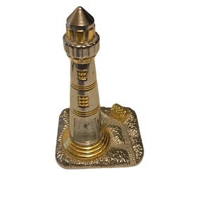 Ganz Clock Lighthouse Two Tone Brass & Chrome Quartz 4 Inches Tall - Picture 1 of 10