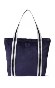 Victoria's Secret PINK Navy Blue Soft Velour Ribbed Shoulder Bag Zip Closure NWT - Picture 1 of 9