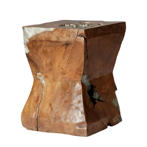 Hocker Mokule Teakholz Silber Deko Dekoration Beistelltisch Couchtisch Sofatisch - Bild 1 von 6