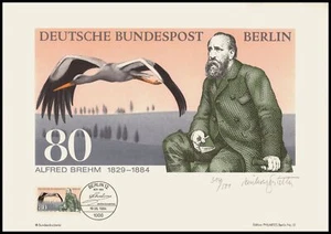 ART-EDITION 1984 BERLIN 722 ALFRED BREHM ZOOLOGE STORCH - AUFLAGE NUR 500!! - Picture 1 of 3