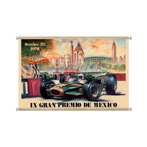 MEXICO GRAN PREMIO AUTO CARRERAS 36" COLGANTE DE PARED GICLEE IMPRESIÓN LIENZO IMPRESO - Imagen 1 de 1