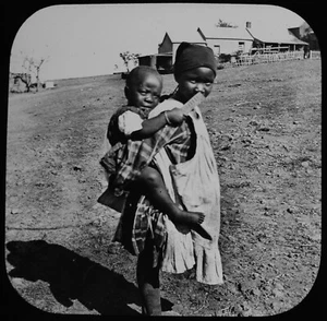 CHILDREN ON THE WAY TO SCHOOL THABA C1890 Magic Lantern Slide PHOTO SOUTH AFRICA - Picture 1 of 3