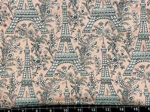 Tina Scrap 9”x21” PARIS France Eiffel Tower Floral Flower Cotton Fabric - Picture 1 of 1