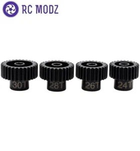 Hot Racing SSXS4680 Hard Steel Pinion Gear Set 48p 3mm Bore 24T 26T 28T 30T (4) - Picture 1 of 2