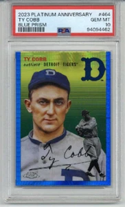 2023 TOPPS CHROME PLATINUM ANNIVERSARY BLUE PRISM TY COBB CARD PSA 10 LOW POP 4 - Picture 1 of 2