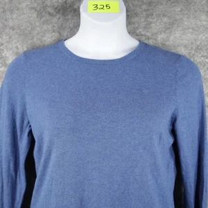 J McLaughlin Sweater Womens Large Blue Soft Cashmere Blend Scallop Hem Pullover - Picture 1 of 13