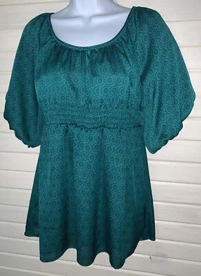 Top Campesino Floral Odille Medallion Talla 0 Verde Azulado Anthropologie Imperio Calado Foto 1 de 4