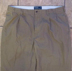 Polo Ralph Lauren Hammond Pantalone Chino Uomo 38x30 Polsini Pieghettati 100% Cotone Marrone - Foto 1 di 7