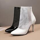 Chic Women Dress Casual Work Ankle Boots High Heel Mesh Pointed Toe Zip Sandals