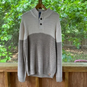 Weatherproof Vintage Men's Tan Colorblock Button Neck Sweater Size XL. NEW - Picture 1 of 9