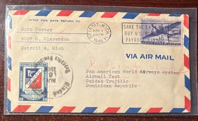 1946 Pan Am flight #C27 Detroit to Dominican November 1st cancel - Image 1 of 2